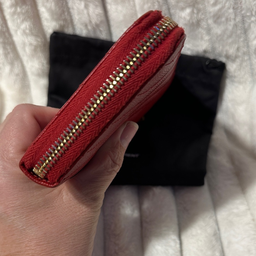 YSL Saint Laurent Cherry Red Quilted Wallet - Picture 5 of 10